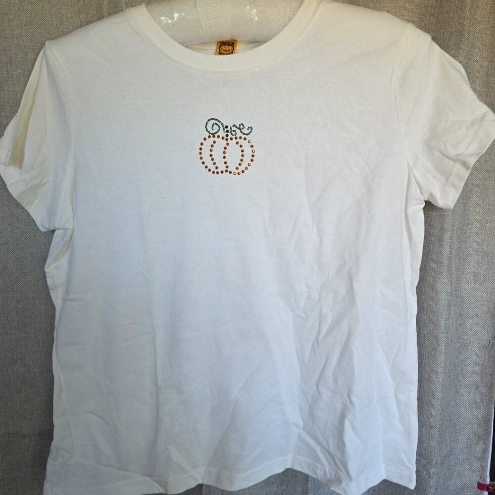 Set of 2 Halloween Graphic T-shirts white with orange graphics sz XXL